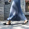 High Quality Women Lady Pleated With Lining Long Skirt Dress New Arrival Elastic Waist Summer Spring Sraight Maxi Skirt