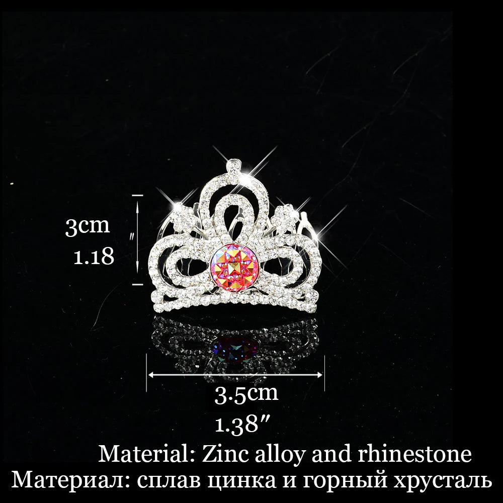 Princess Children's Tiara Red Bride Crown Floral Wedding Bridal Hair Accesories Golden Hair Jewelry Headdress