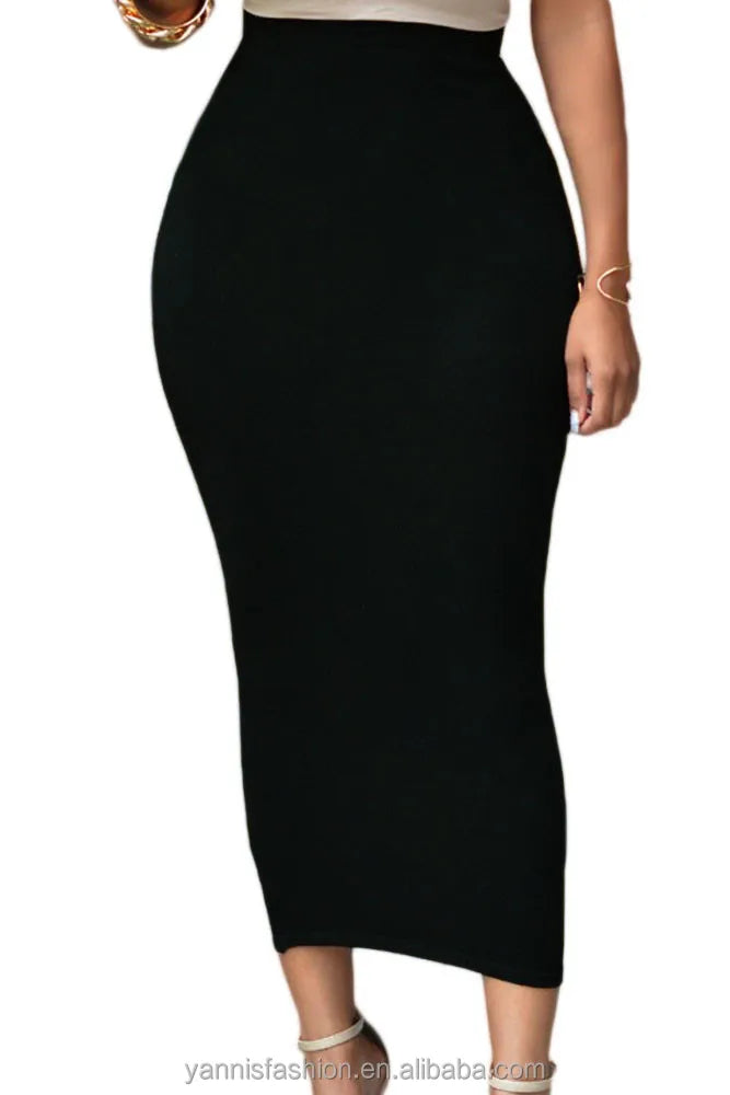 Spring Summer Vintage Package Hip Skirt Office Lady Work Wear Sexy Women Casual  High Waisted Bodycon Maxi Long SkirtE71188