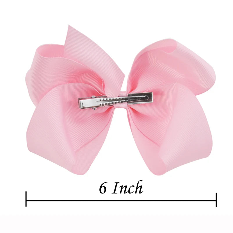 New 6 Inch Girls Cute Solid Color Grosgrain Ribbon Hair Bows Children Princess Hairpins Kids Bowknot Hairclip Hair Accessories
