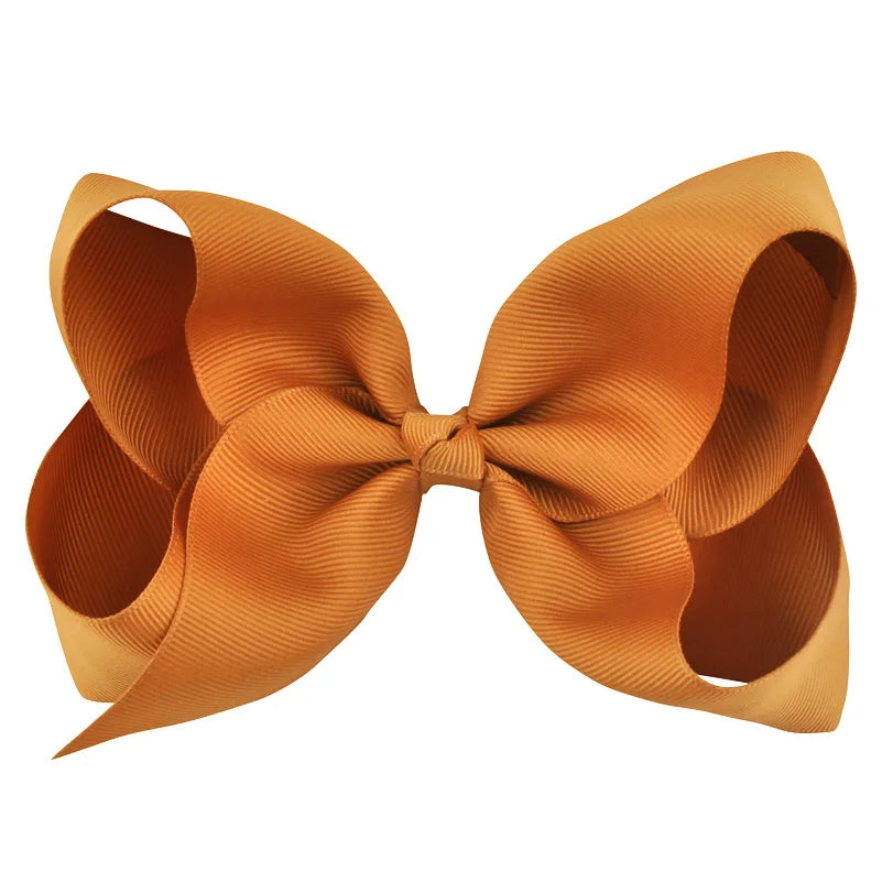 New 6 Inch Girls Cute Solid Color Grosgrain Ribbon Hair Bows Children Princess Hairpins Kids Bowknot Hairclip Hair Accessories