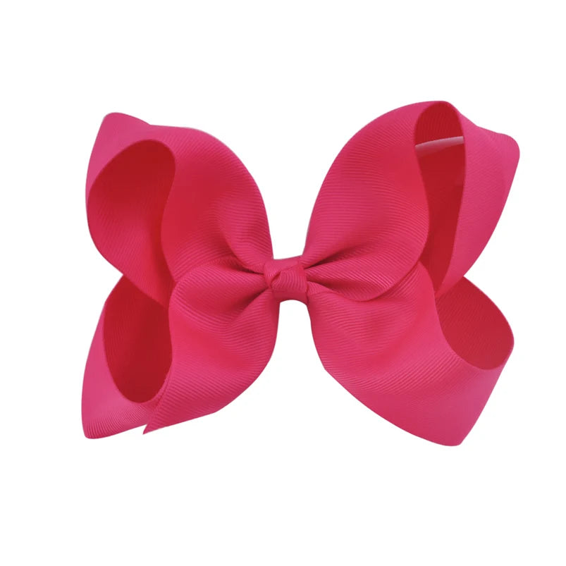 New 6 Inch Girls Cute Solid Color Grosgrain Ribbon Hair Bows Children Princess Hairpins Kids Bowknot Hairclip Hair Accessories