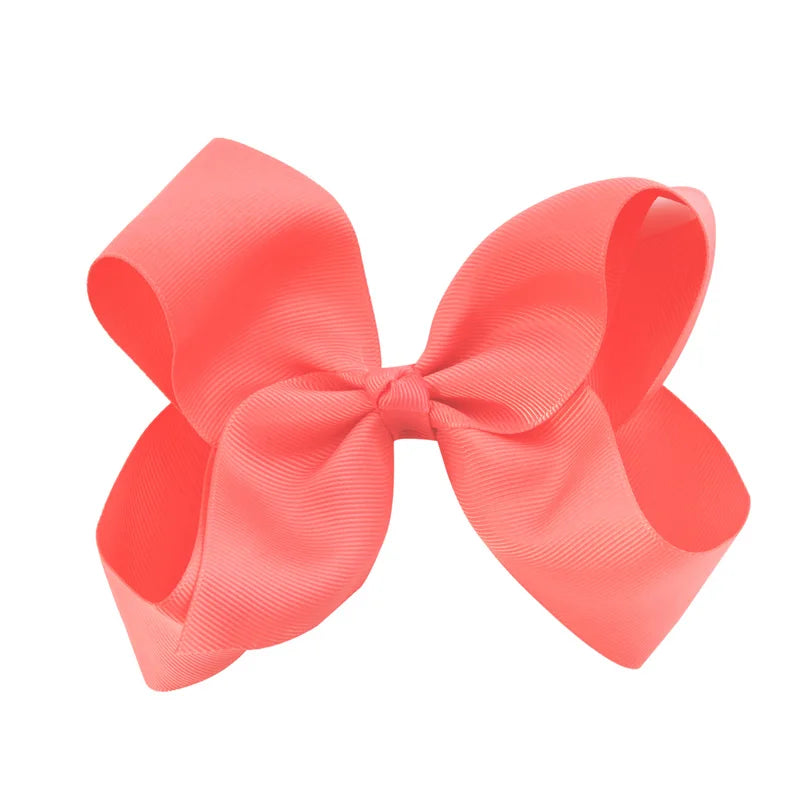 New 6 Inch Girls Cute Solid Color Grosgrain Ribbon Hair Bows Children Princess Hairpins Kids Bowknot Hairclip Hair Accessories