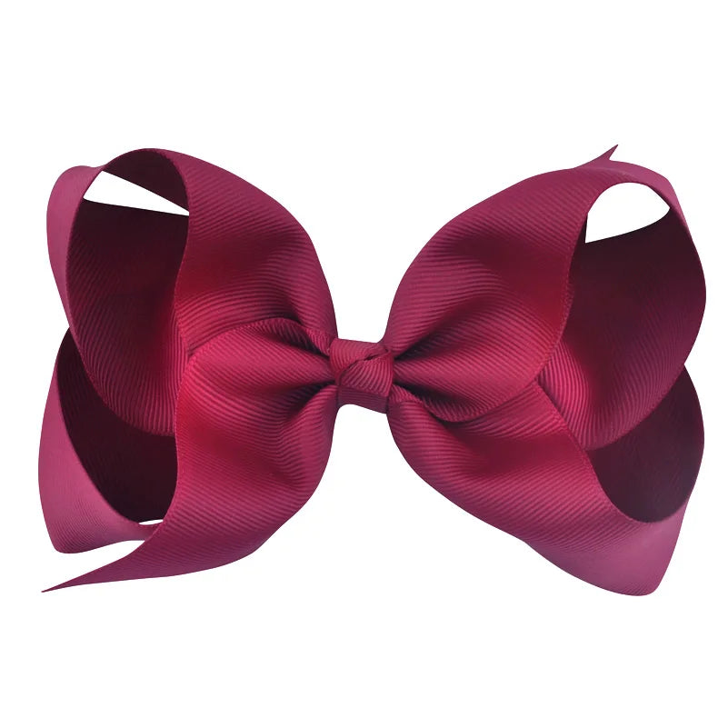 New 6 Inch Girls Cute Solid Color Grosgrain Ribbon Hair Bows Children Princess Hairpins Kids Bowknot Hairclip Hair Accessories