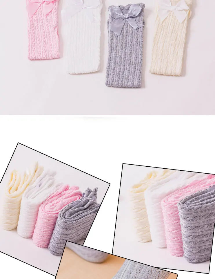 Girl Kids 2 To 12 Year Knee High Bows Socks Children High Elastic Tights Cartoon Stocking Spring Summer Autumn Princess Socks
