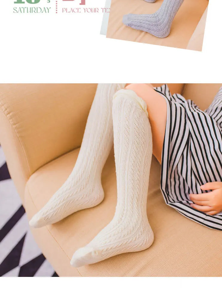 Girl Kids 2 To 12 Year Knee High Bows Socks Children High Elastic Tights Cartoon Stocking Spring Summer Autumn Princess Socks