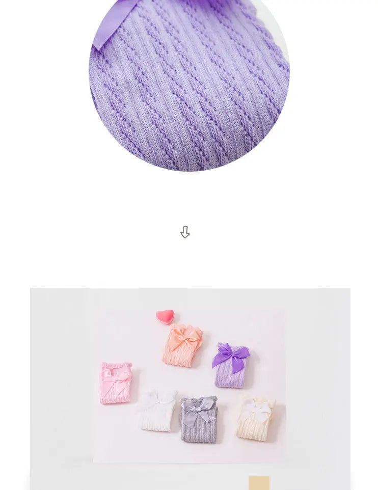 Girl Kids 2 To 12 Year Knee High Bows Socks Children High Elastic Tights Cartoon Stocking Spring Summer Autumn Princess Socks