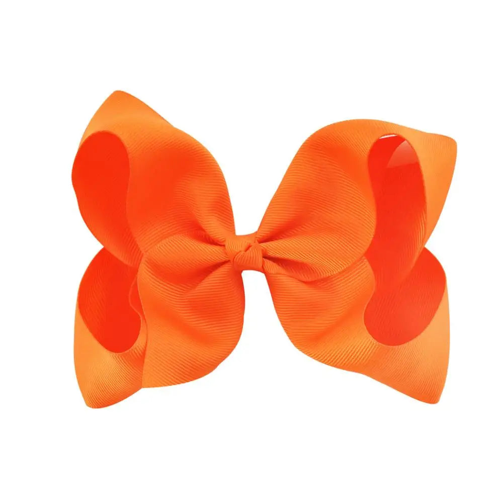 New 6 Inch Girls Cute Solid Color Grosgrain Ribbon Hair Bows Children Princess Hairpins Kids Bowknot Hairclip Hair Accessories