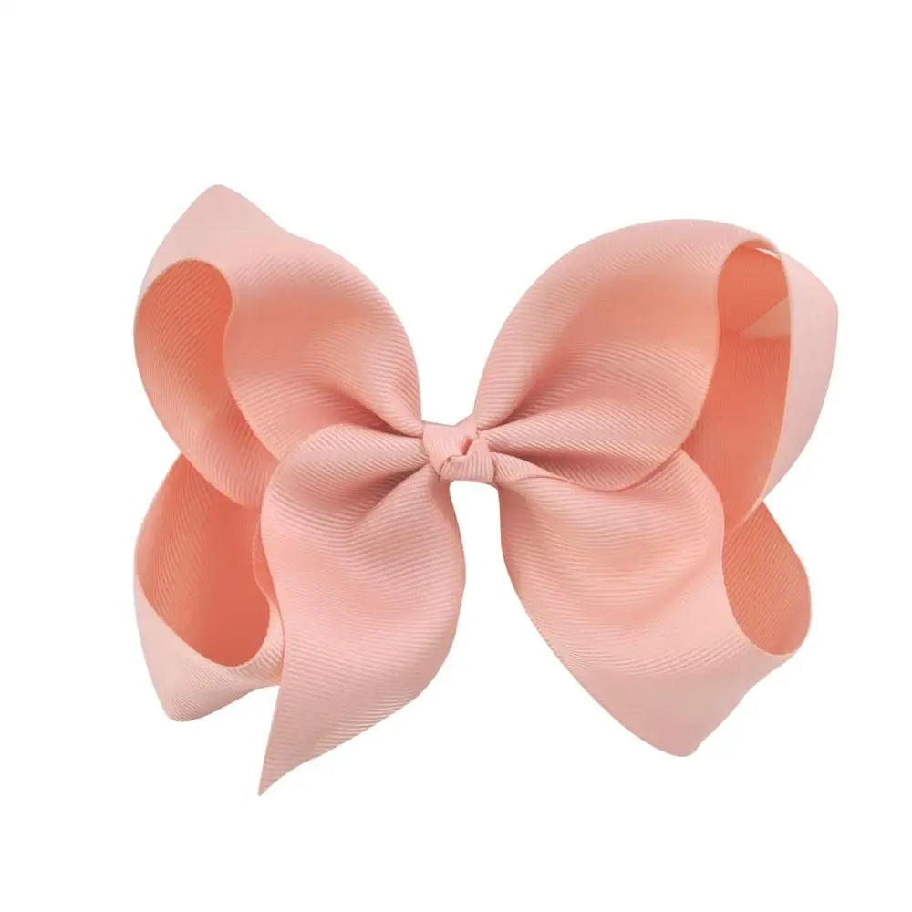 New 6 Inch Girls Cute Solid Color Grosgrain Ribbon Hair Bows Children Princess Hairpins Kids Bowknot Hairclip Hair Accessories