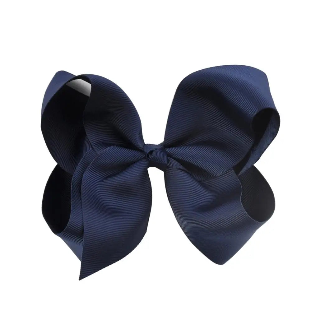 New 6 Inch Girls Cute Solid Color Grosgrain Ribbon Hair Bows Children Princess Hairpins Kids Bowknot Hairclip Hair Accessories