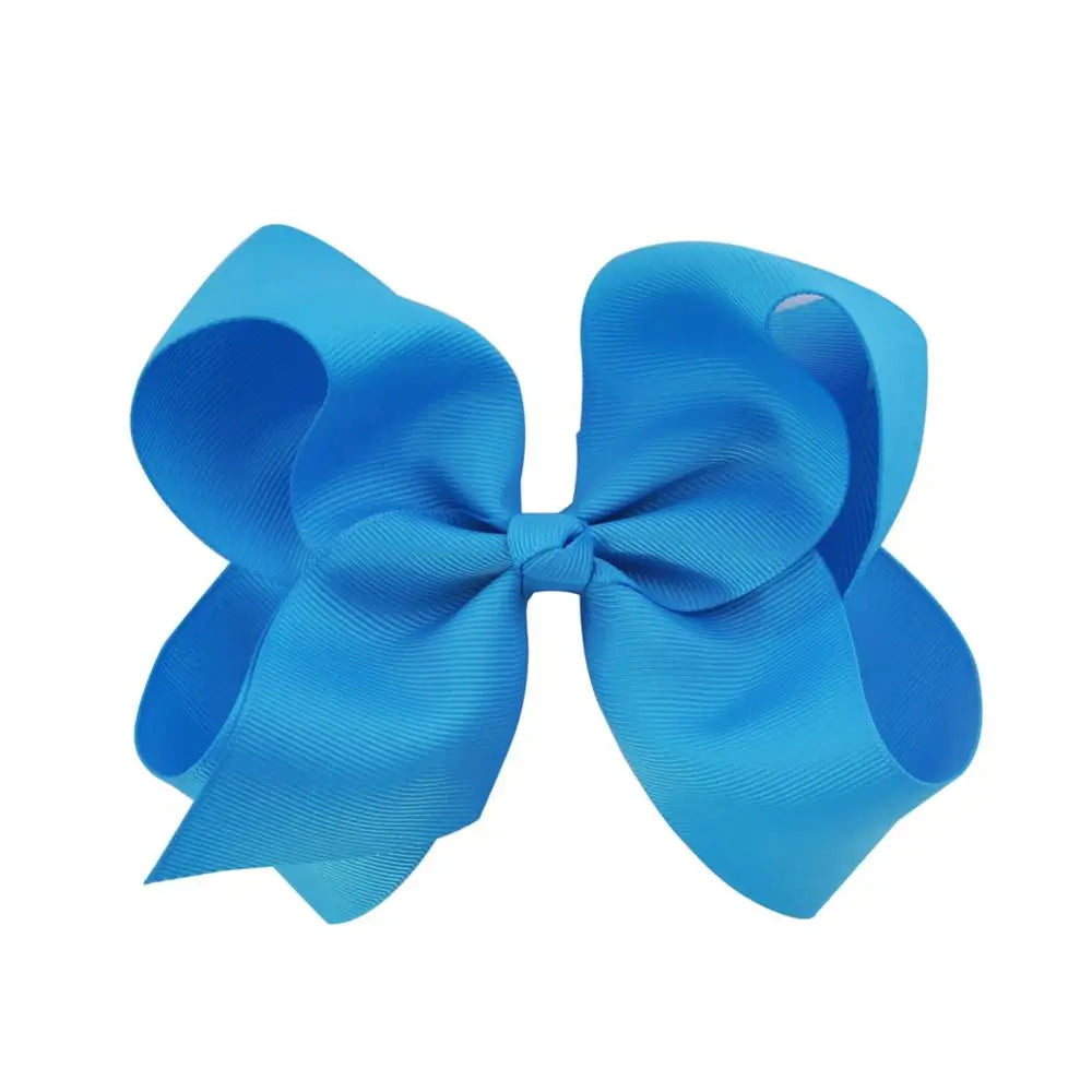 New 6 Inch Girls Cute Solid Color Grosgrain Ribbon Hair Bows Children Princess Hairpins Kids Bowknot Hairclip Hair Accessories