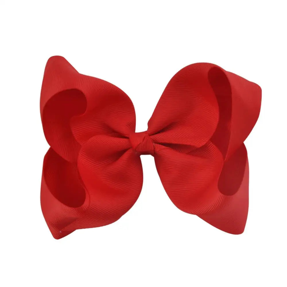 New 6 Inch Girls Cute Solid Color Grosgrain Ribbon Hair Bows Children Princess Hairpins Kids Bowknot Hairclip Hair Accessories