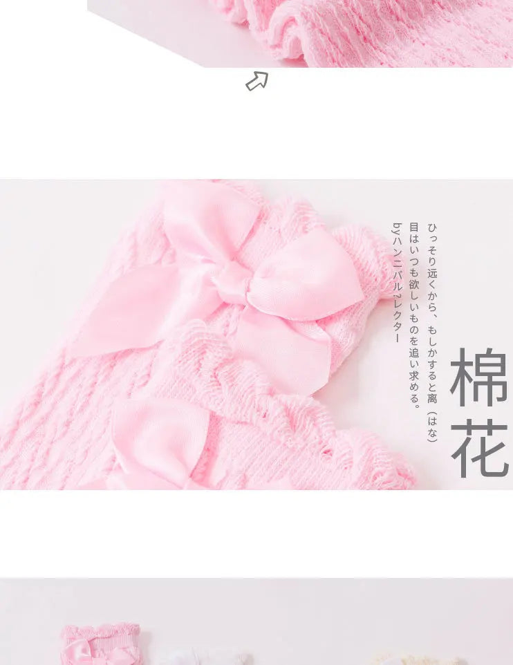 Girl Kids 2 To 12 Year Knee High Bows Socks Children High Elastic Tights Cartoon Stocking Spring Summer Autumn Princess Socks