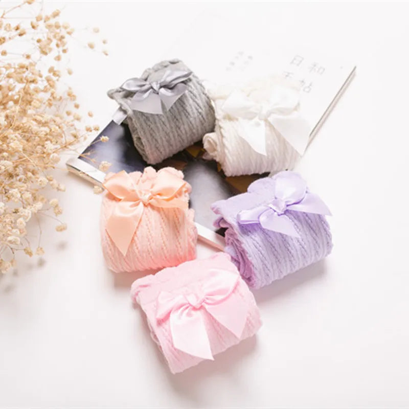 Girl Kids 2 To 12 Year Knee High Bows Socks Children High Elastic Tights Cartoon Stocking Spring Summer Autumn Princess Socks