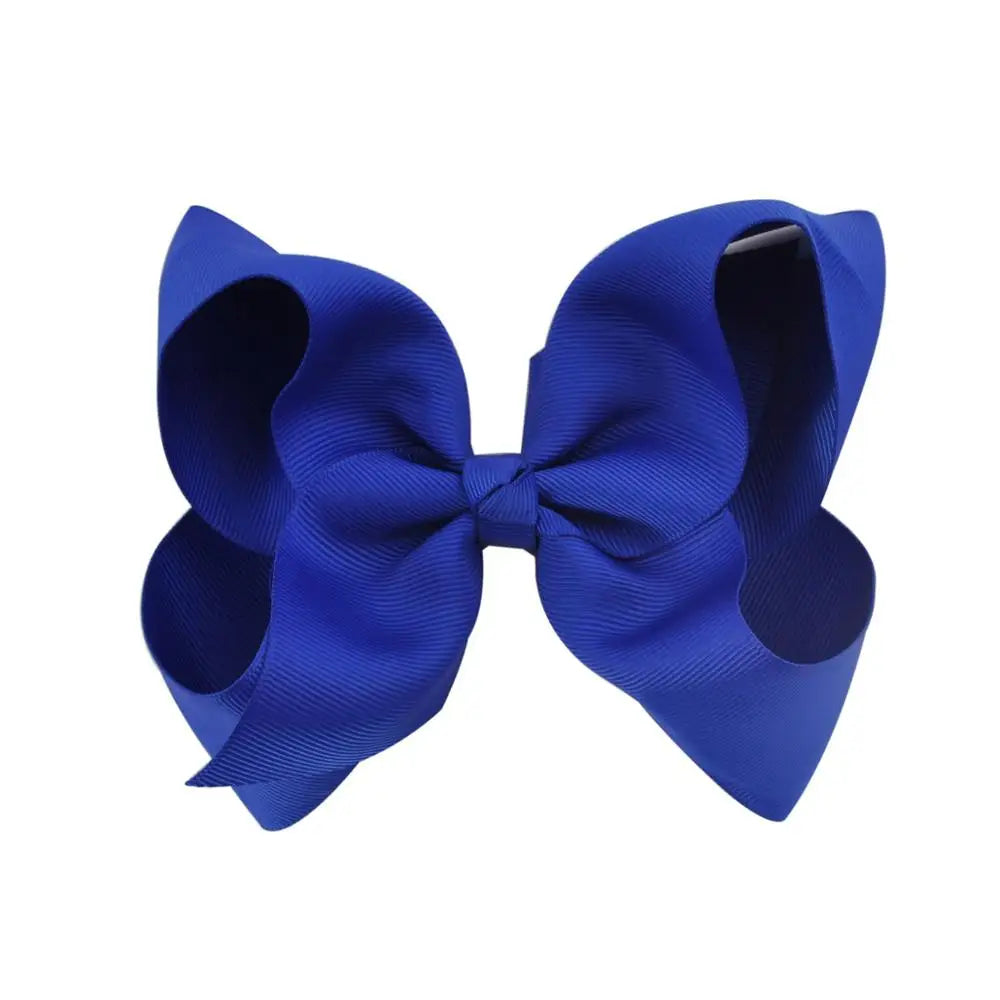 New 6 Inch Girls Cute Solid Color Grosgrain Ribbon Hair Bows Children Princess Hairpins Kids Bowknot Hairclip Hair Accessories