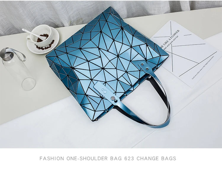 new luxury handbags women bags designer Beach Large tote Hologram Shoulder Bag sac a main Geometric bag bolsa feminina Silver