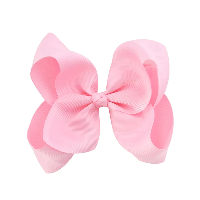 New 6 Inch Girls Cute Solid Color Grosgrain Ribbon Hair Bows Children Princess Hairpins Kids Bowknot Hairclip Hair Accessories