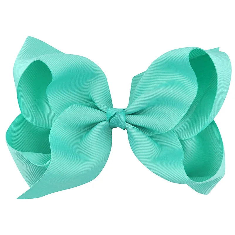 New 6 Inch Girls Cute Solid Color Grosgrain Ribbon Hair Bows Children Princess Hairpins Kids Bowknot Hairclip Hair Accessories