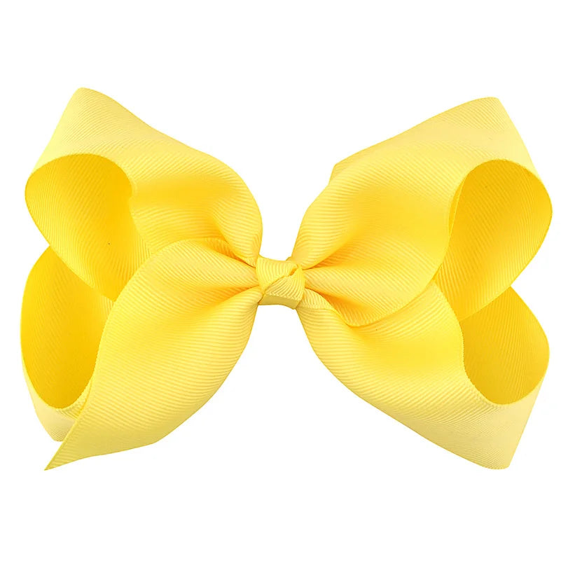 New 6 Inch Girls Cute Solid Color Grosgrain Ribbon Hair Bows Children Princess Hairpins Kids Bowknot Hairclip Hair Accessories