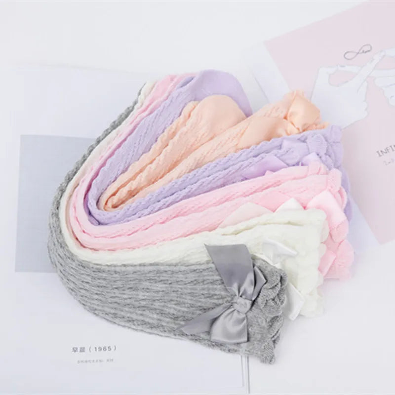 Girl Kids 2 To 12 Year Knee High Bows Socks Children High Elastic Tights Cartoon Stocking Spring Summer Autumn Princess Socks