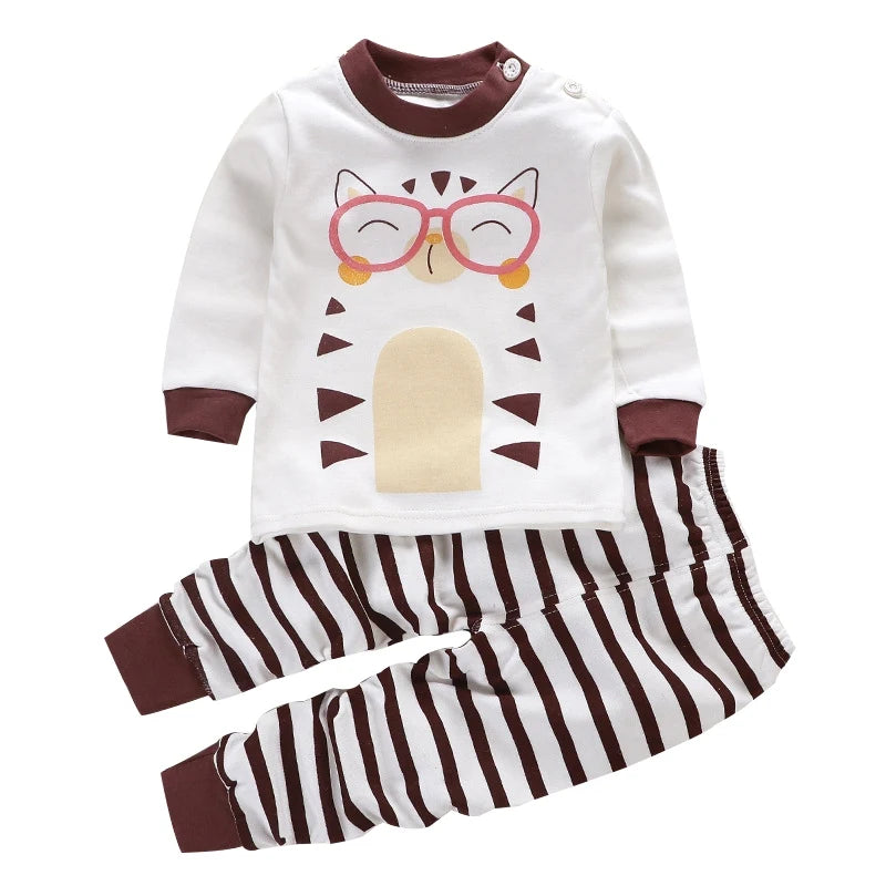 2024 Spring Autumn New Baby Clothing Set Cartoon Cotton Baby Boys Clothing Girls Suit Set 0-3 Year Baby Clothes