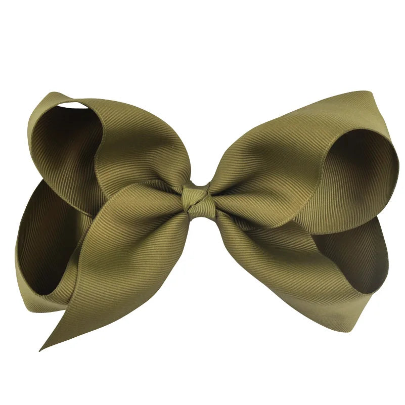 New 6 Inch Girls Cute Solid Color Grosgrain Ribbon Hair Bows Children Princess Hairpins Kids Bowknot Hairclip Hair Accessories