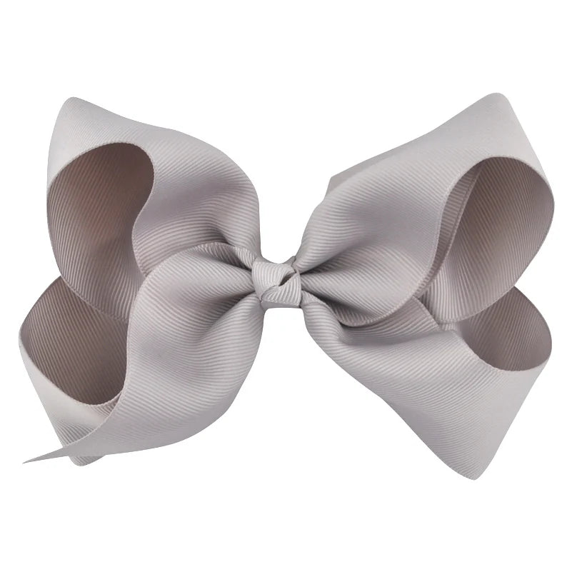 New 6 Inch Girls Cute Solid Color Grosgrain Ribbon Hair Bows Children Princess Hairpins Kids Bowknot Hairclip Hair Accessories