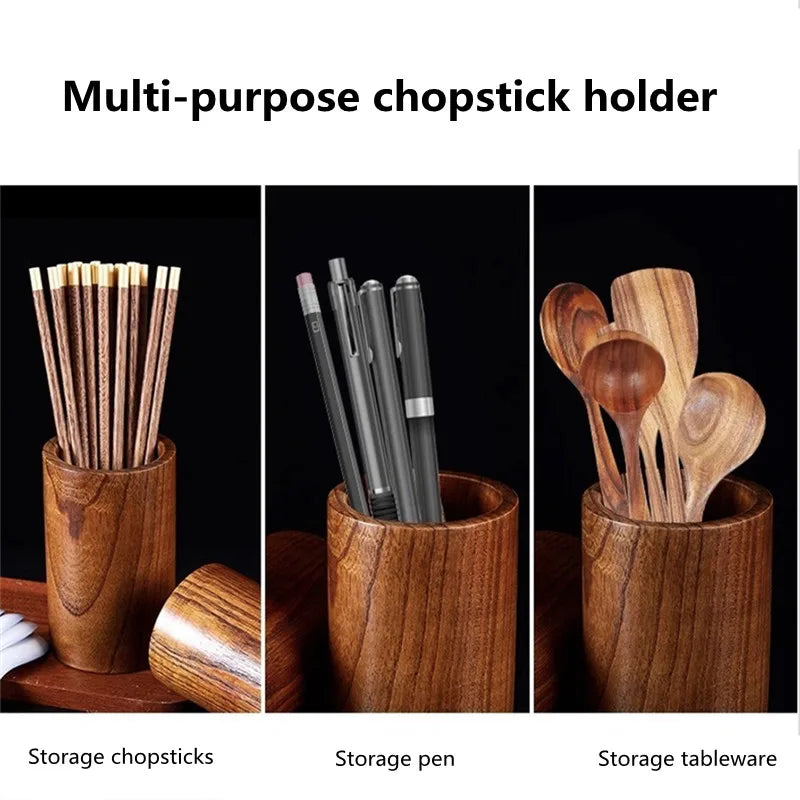 Wooden Chopsticks Drain Holder Spoon Fork Tableware Storage Rack Container Organizer Kitchen Supplies