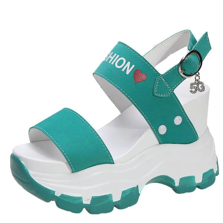 Up-1026r Summer Platform Shoes Beautiful Printed Open Toe Wedges Women Sandals 35-40Size