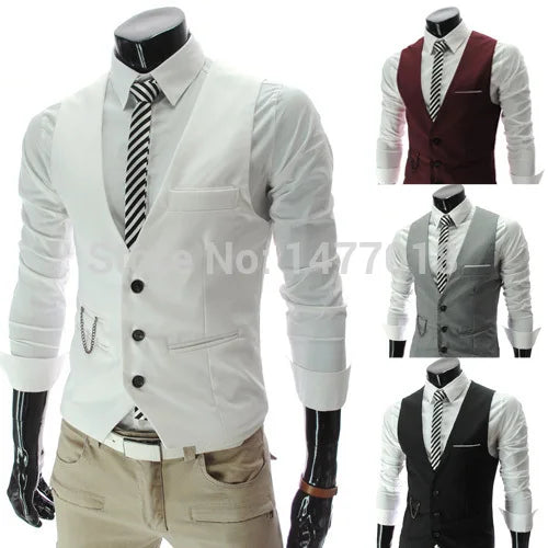 M-7XL 2025 New Dress Vests For Men Slim Fit Mens Suit Vest Male Waistcoat Gilet Homme Casual Sleeveless Formal Business Jacket