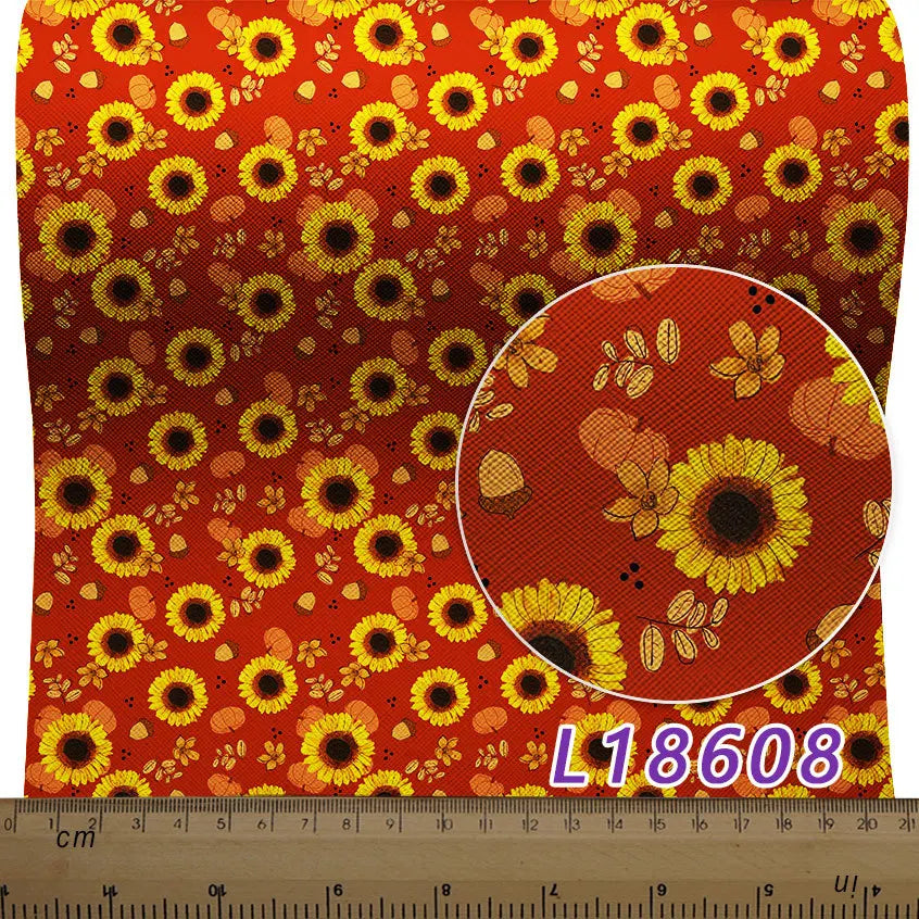 136Cm*30Cm Professional Custom Fresh Sunflower Pu Fabric Leather for DIY
