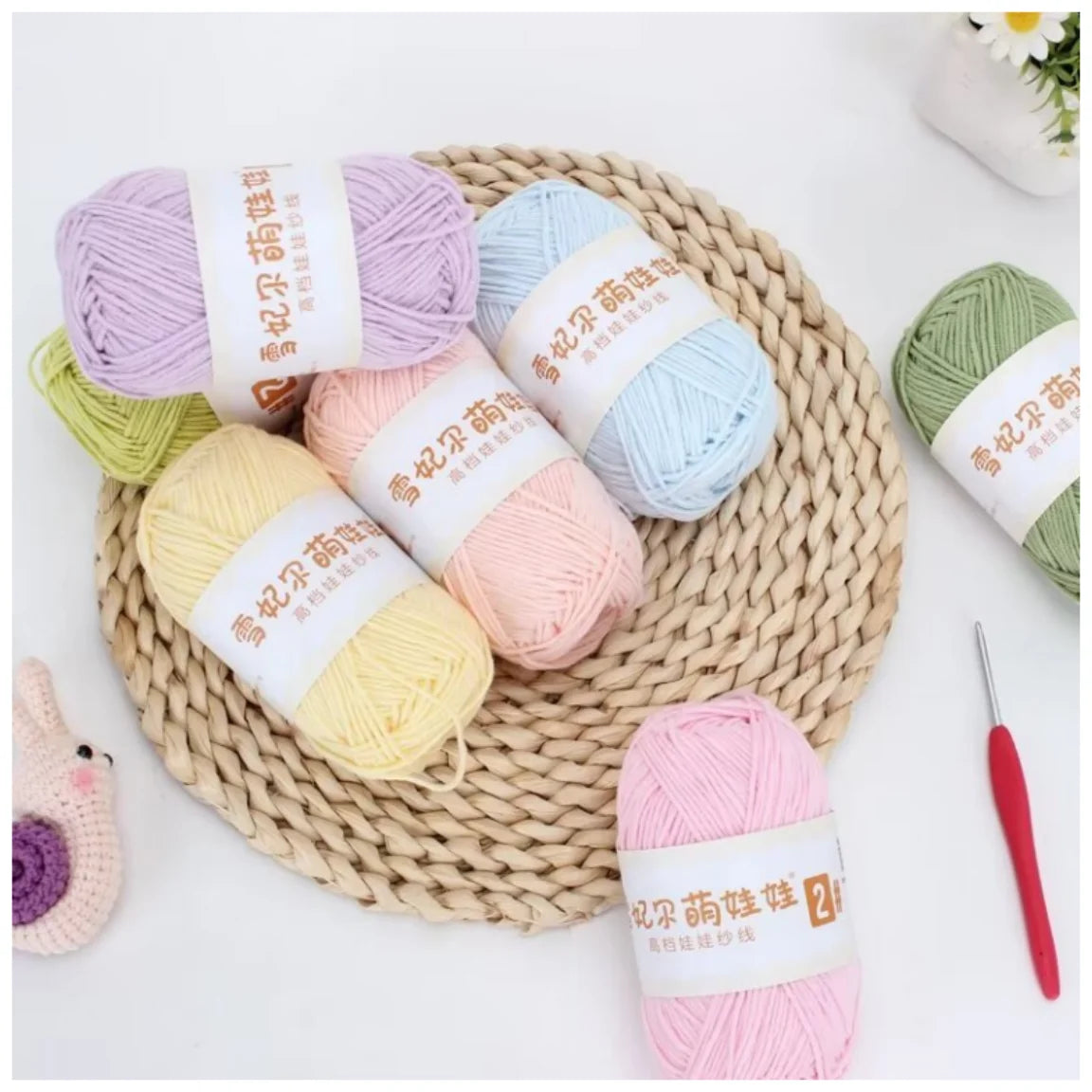 Premium Blended 4 Yarns Anti-Pilling Milk Cotton Baby Crochet Yarn Recycled High Tenacity for Knitting and Weaving