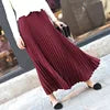 High Quality Women Lady Pleated With Lining Long Skirt Dress New Arrival Elastic Waist Summer Spring Sraight Maxi Skirt
