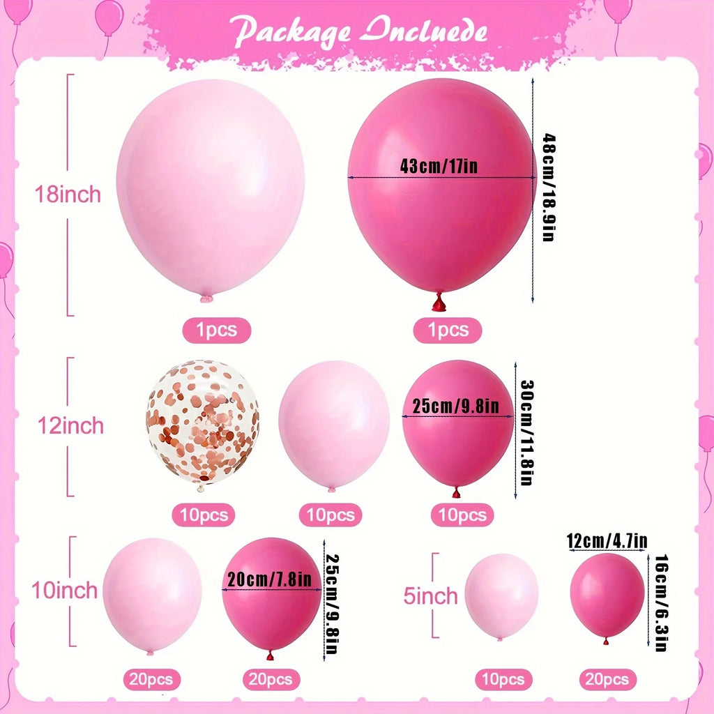 New 104pcs Hot Pink Balloons Garland Arch Kit Balloons for Valentines Mothers Day Baby Shower Anniversary Party Wedding