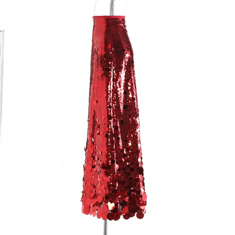OUDINA Ready to Ship Products Women Irregular Design Casual Midi A-line Skirts Ladies Long Skirt