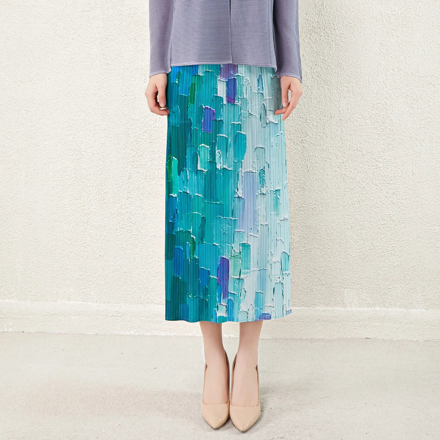 High Quality 2025 Latest Pleated Skirt Women's Elegant High Waist Printed Casual Pleated Mid-length Women's Skirt