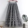 Advanced Mesh Half-Body Skirt Female Spring and Fall New High-Waisted Cake Womens Skirts