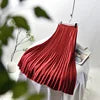 High Quality Women Lady Pleated With Lining Long Skirt Dress New Arrival Elastic Waist Summer Spring Sraight Maxi Skirt