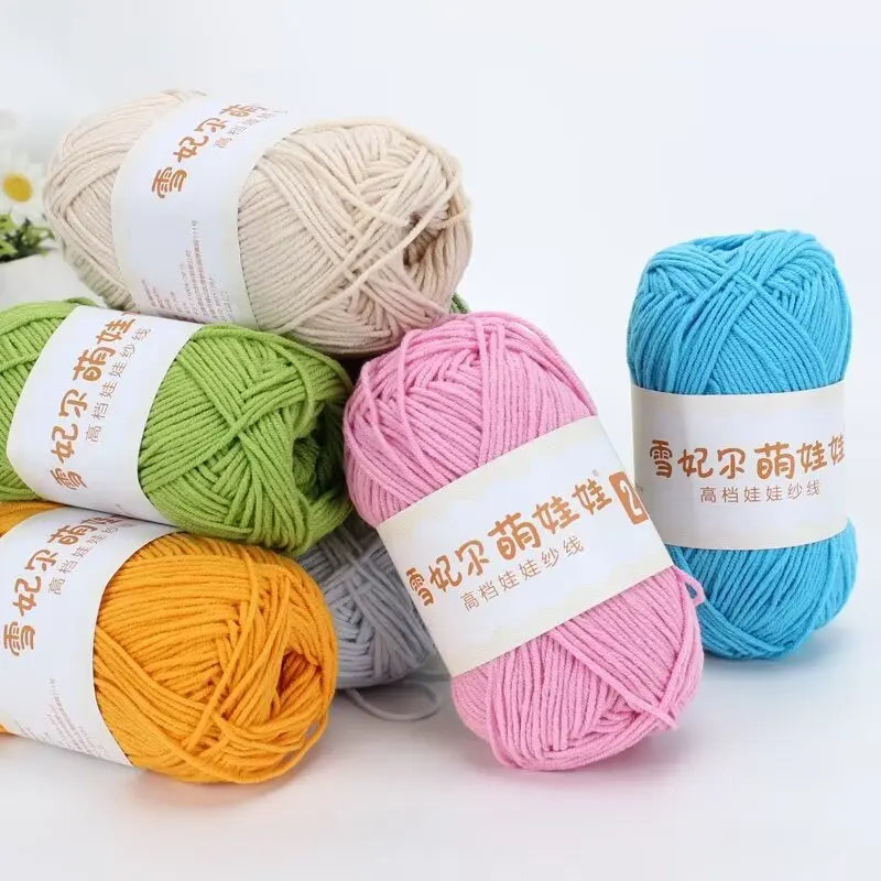 Premium Blended 4 Yarns Anti-Pilling Milk Cotton Baby Crochet Yarn Recycled High Tenacity for Knitting and Weaving