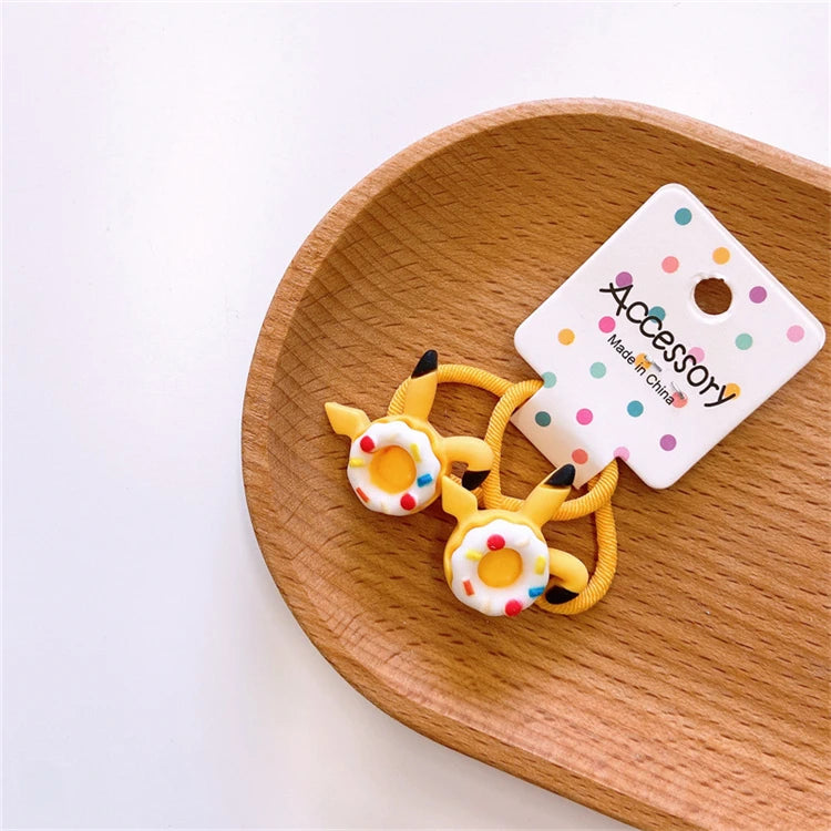 2pcs Sweet Baby Girls Elastic Hair Ties Bows with Small Flower Ball Scrunchies Hair Accessories for Kids