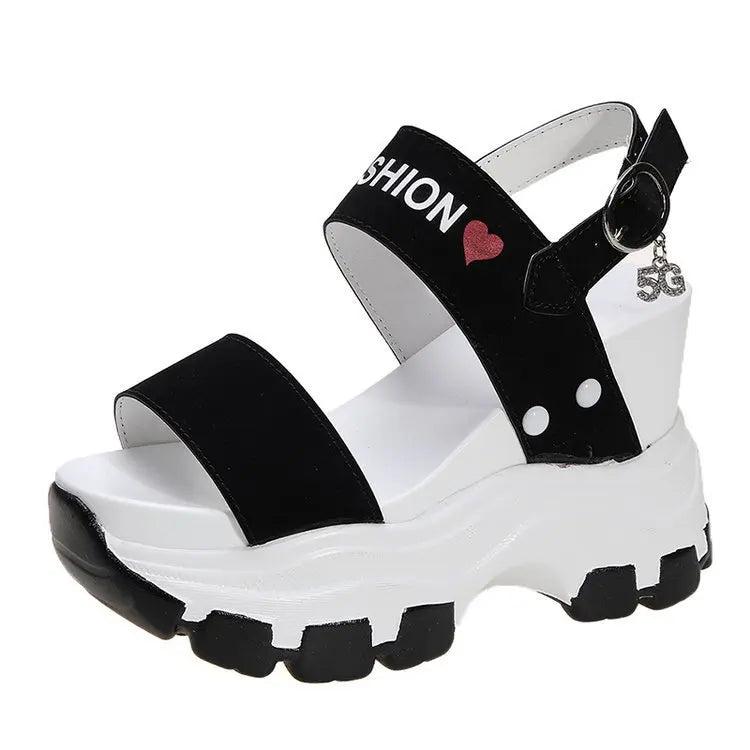 Up-1026r Summer Platform Shoes Beautiful Printed Open Toe Wedges Women Sandals 35-40Size