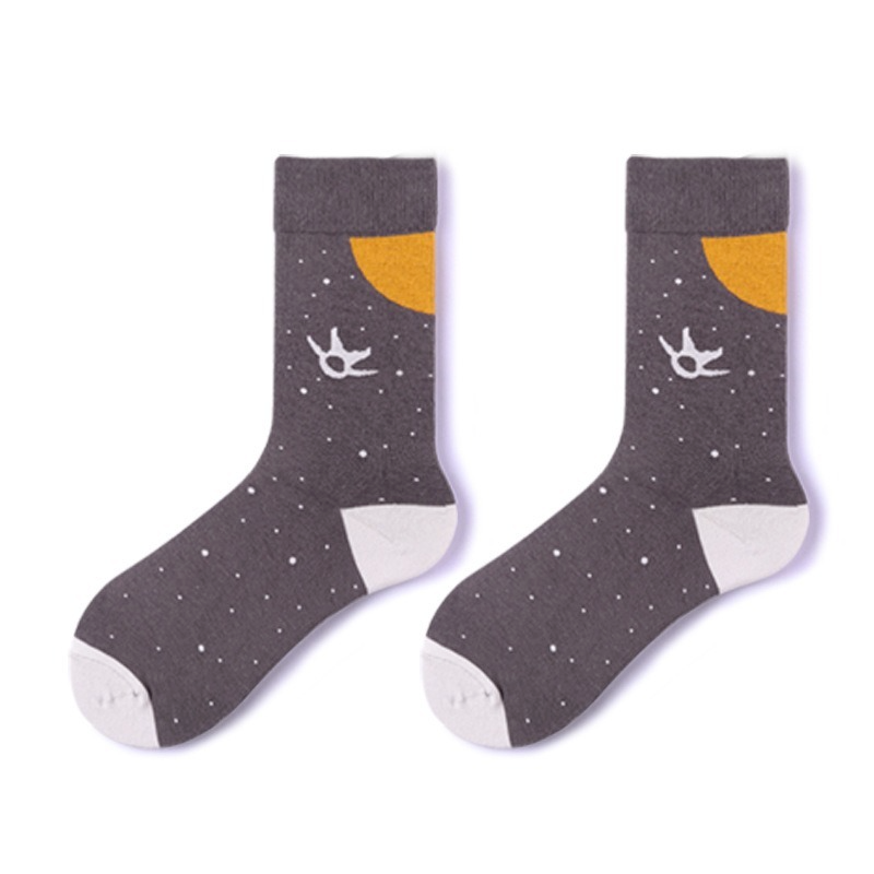 Colorful Funny Cotton Men Crew Socks Hip Hop Novelty Painting Style Skate Street Designer Harajuku Gift Happy Black Yellow Cool