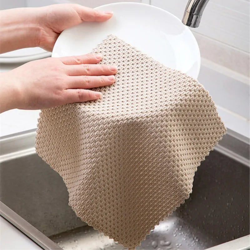 Wash Cloth Kitchen Cleaning Towel Rags Efficient Super Absorbent Microfiber Cleaning Cloth Home Washing Dish Anti-grease Wipping