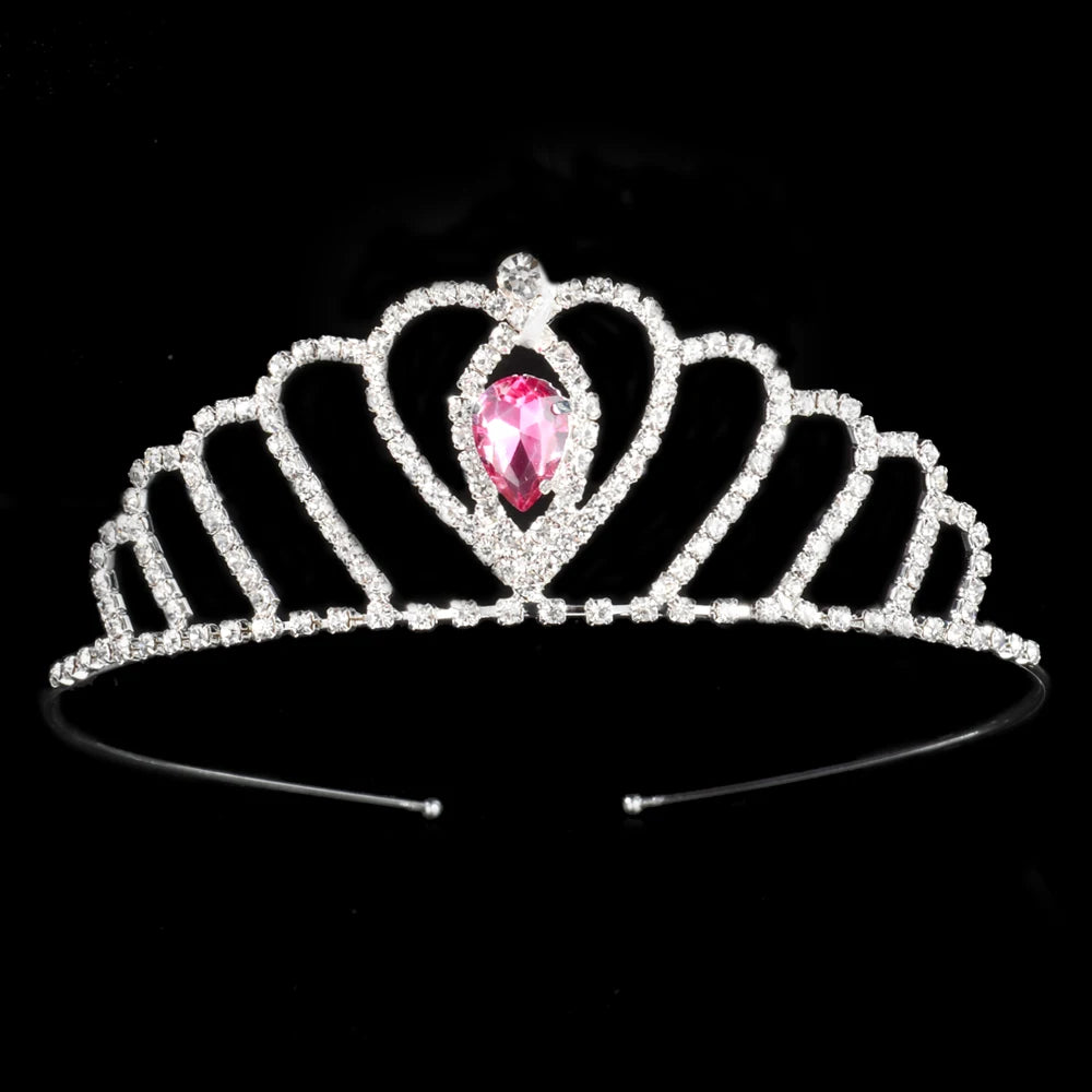 Princess Children's Tiara Red Bride Crown Floral Wedding Bridal Hair Accesories Golden Hair Jewelry Headdress