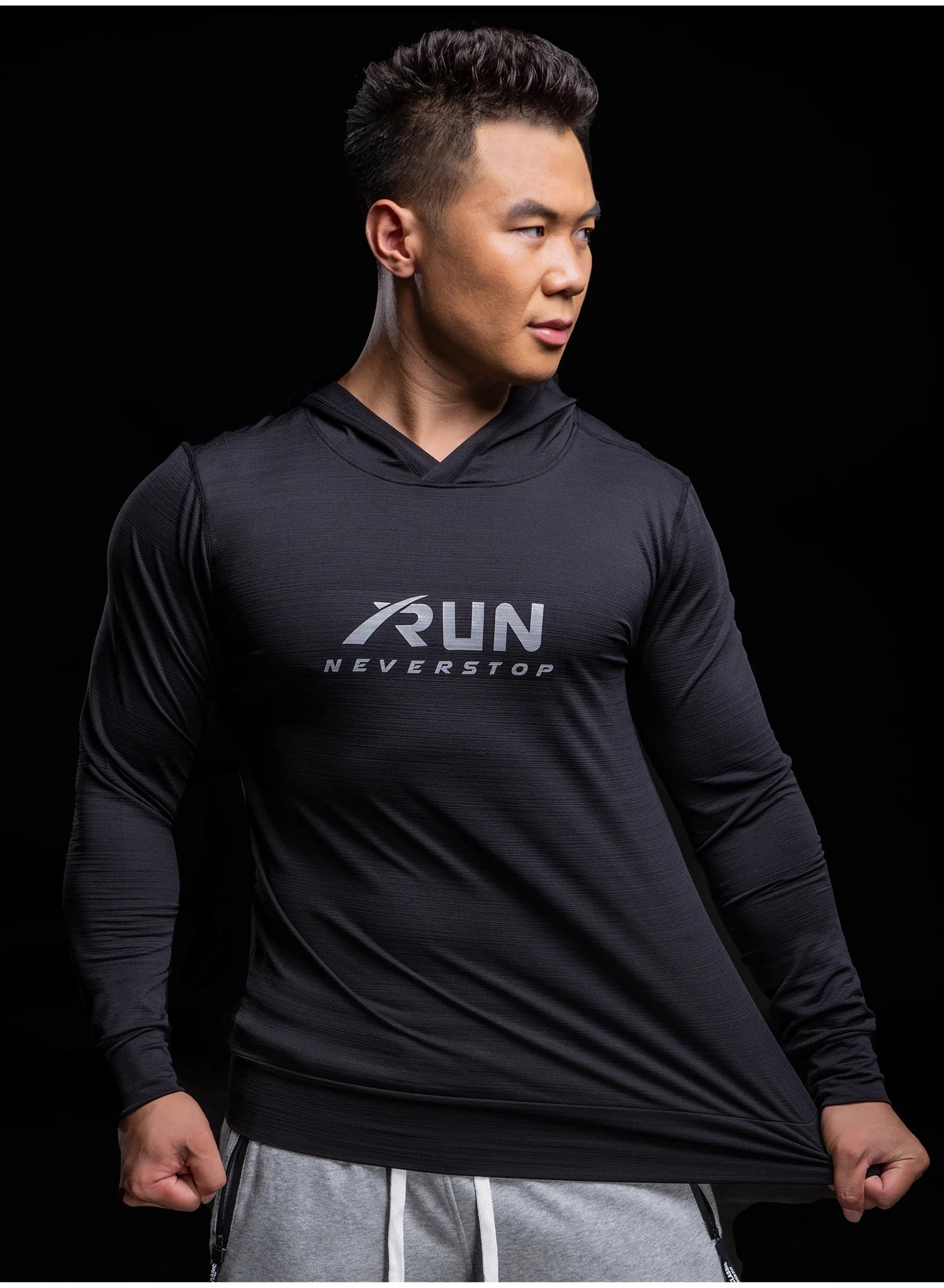 Gym Men T Shirt Long Sleeve Slim Tops Tees elastic T-shirt Sports Fitness Autumn winter comfort breathable Quick dry Hooded