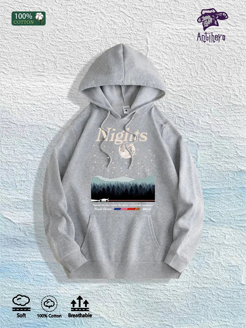 US Local Warehouse: 100% Cotton "Nights" Frank Ocean Nightscape Hoodie, 7 Colors
