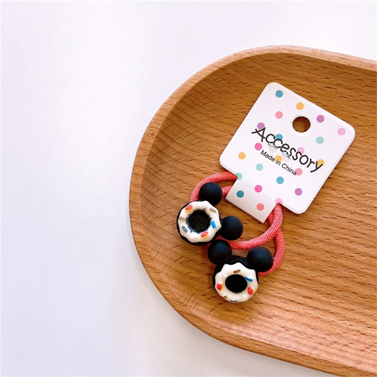 2pcs Sweet Baby Girls Elastic Hair Ties Bows with Small Flower Ball Scrunchies Hair Accessories for Kids