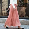 High Quality Women Lady Pleated With Lining Long Skirt Dress New Arrival Elastic Waist Summer Spring Sraight Maxi Skirt