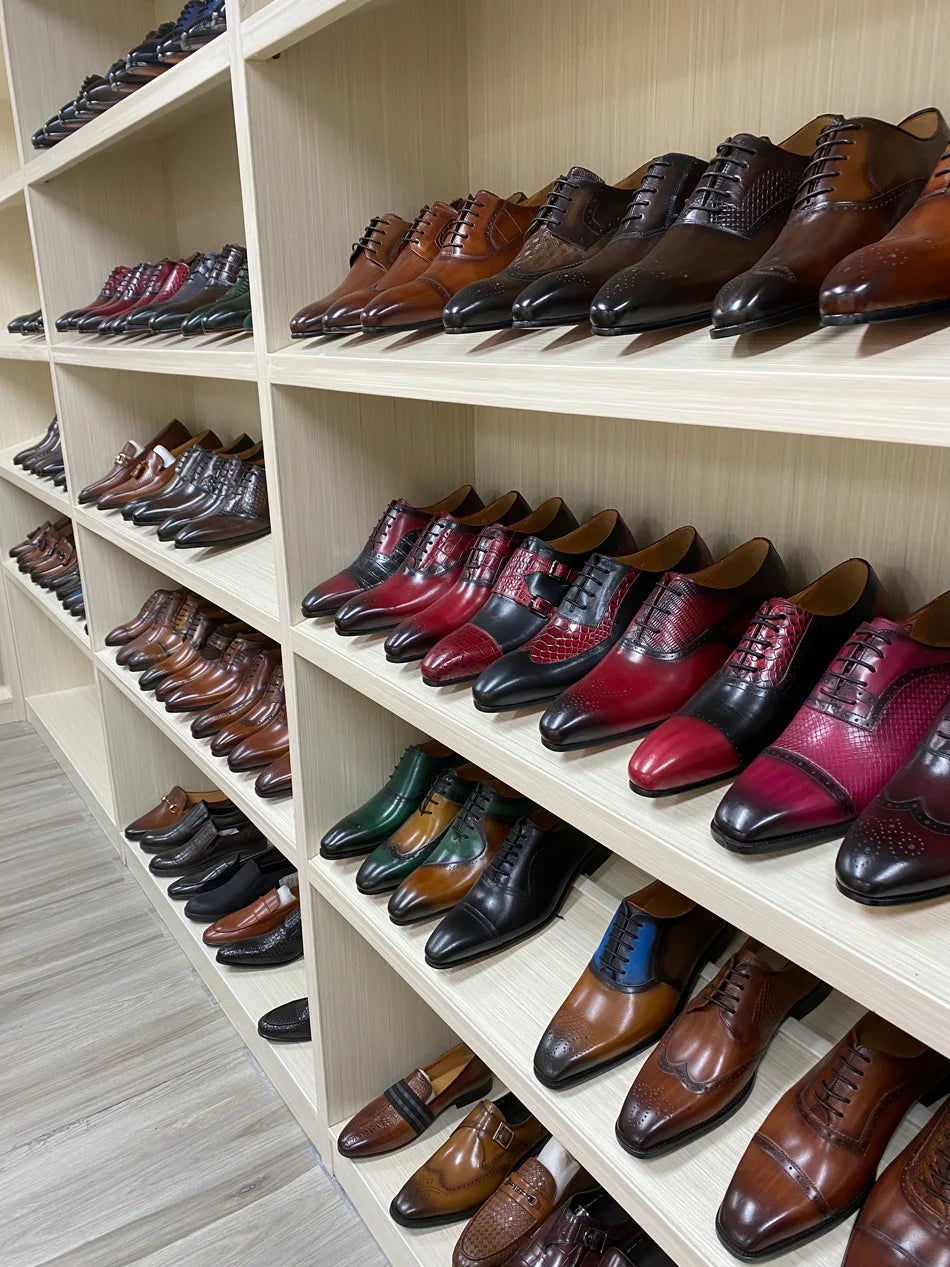 FELIX CHU Men's Genuine Leather Loafers Handmade Monk Strap Casual Dress Shoes for Wedding Party Summer Autumn Footwear