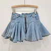 Fashion Ruffled Washed Mini Denim Skirt for Women New Design Zipper Patchwork Stretch Skirt Women'S Skirts